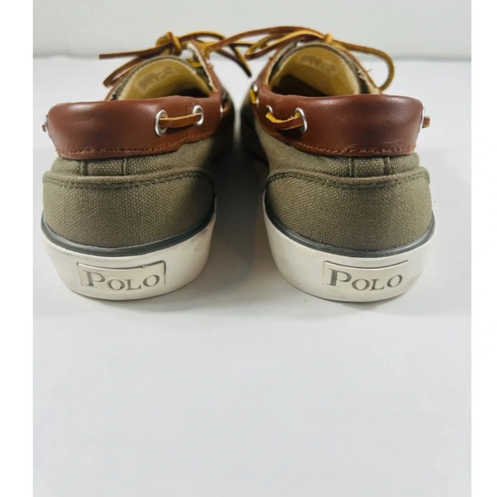 Polo Ralph Lauren Rylander Shoes Men SZ 10 Green Canvas Boat Shoe Preppy Classic